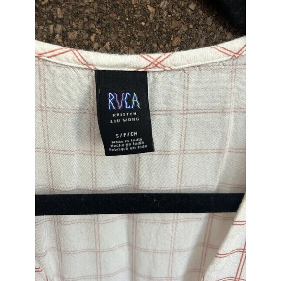 RVCA Kristen Strake Liu Wong Midi Dress V Neck Button Front Cinch Waist SZ S - Picture 5 of 7